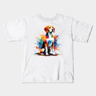 Vibrant Hanoverian Scenthound in Abstract Splash Art Kids T-Shirt